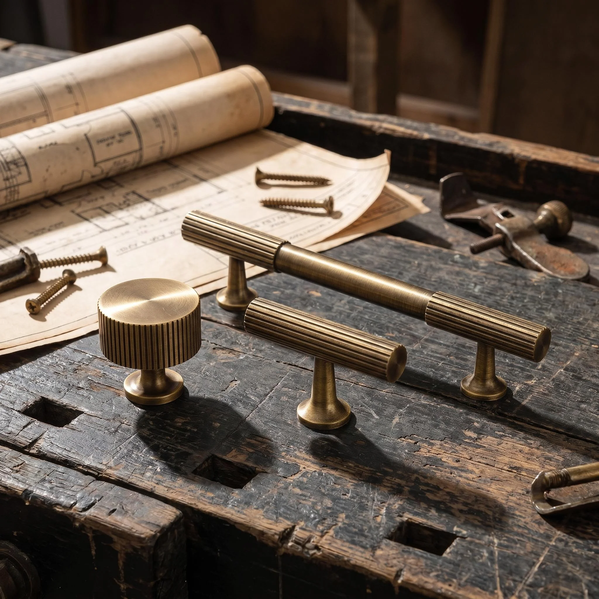 Beicai Antique Bronze Solid Brass T-bar Pulls, Knitted Ribbed Long Handles, Drawer Knobs For Bedroom Wardrobe & Cabinets