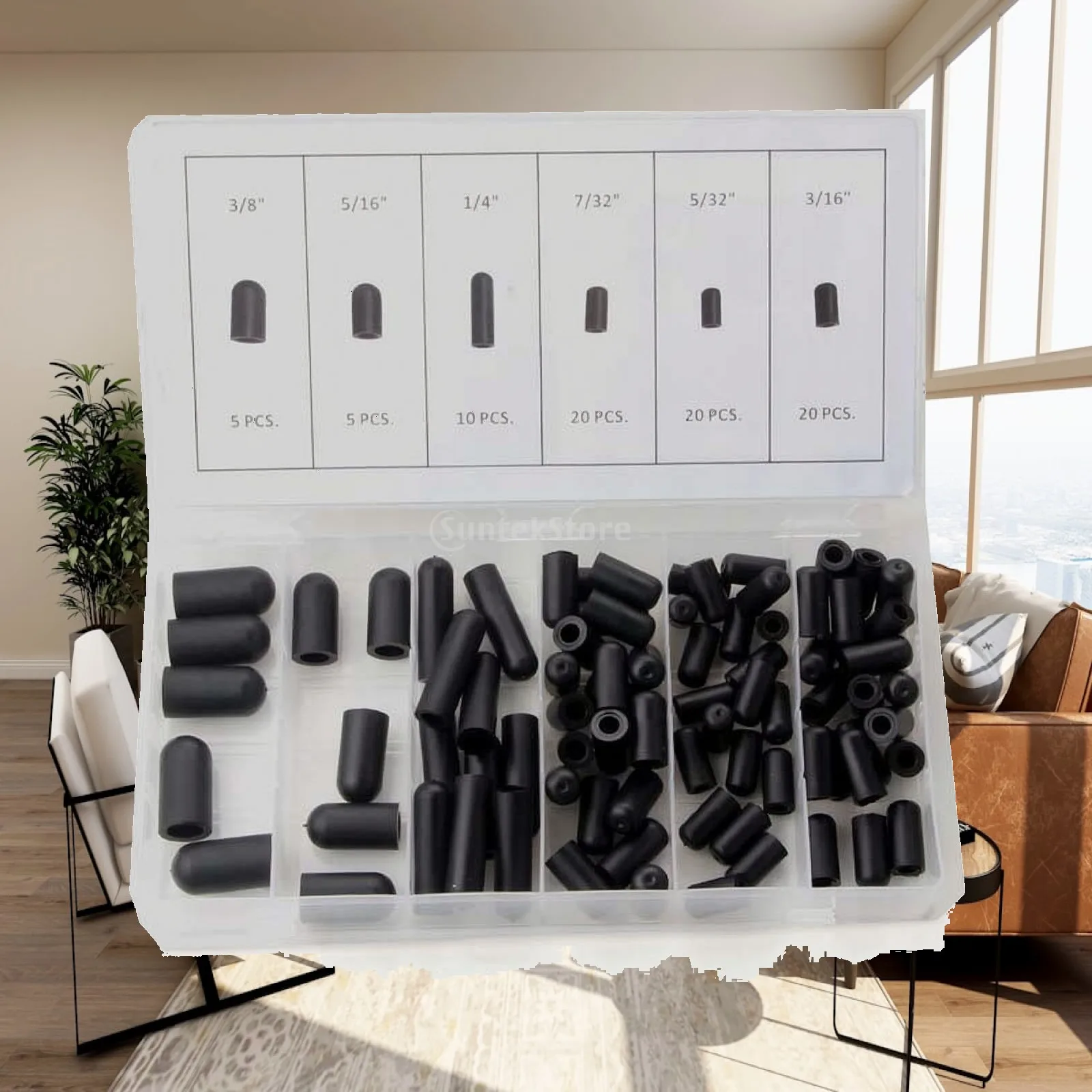80 Pieces Rubber Vacuum Cap Assortment Re-Sealable Vacuum Caps with Storage Case Rubber Guard Covers Airtight Hardware