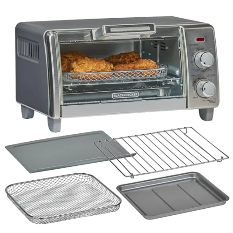 

Crisp 'N Bake Air Fry Countertop Convection Toaster Oven Medium Capacity 4-Slice 5-in-1 Fits 9" Pizza 30-Min Timer Bake Broil A