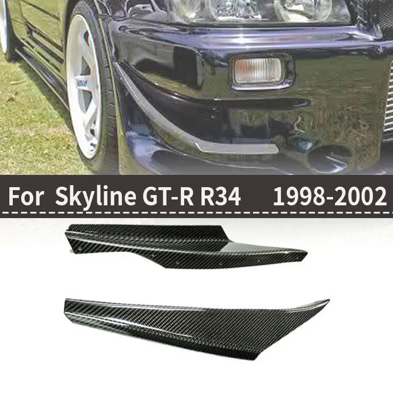 

For Nissan Skyline GTR R34 1998-2002, Front Bumper Canards, Side Vent Winglets, Spoiler Splitter Fins