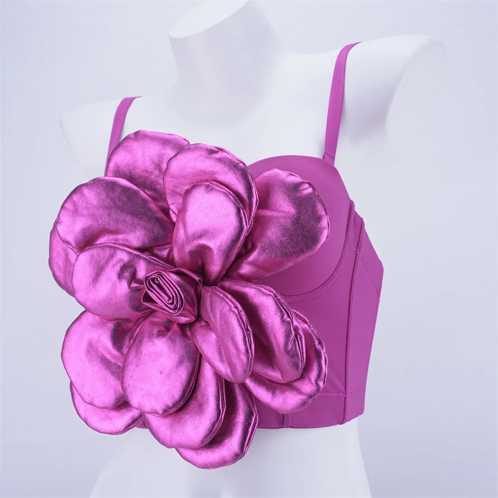 

Fashion Electronic Music Festival Nightclub Sexy Rose Red Large Flower Fishbone Corset
