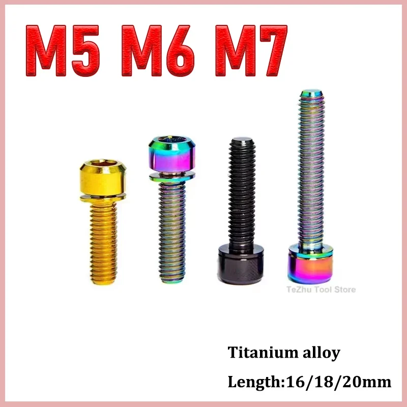 

1Pcs Titanium Alloy Bolt M5 M6 M7 x16 18 20mm Mountain Bike Road Bike Fixed Handlebar Stem Screws XT XTR Crank Screw