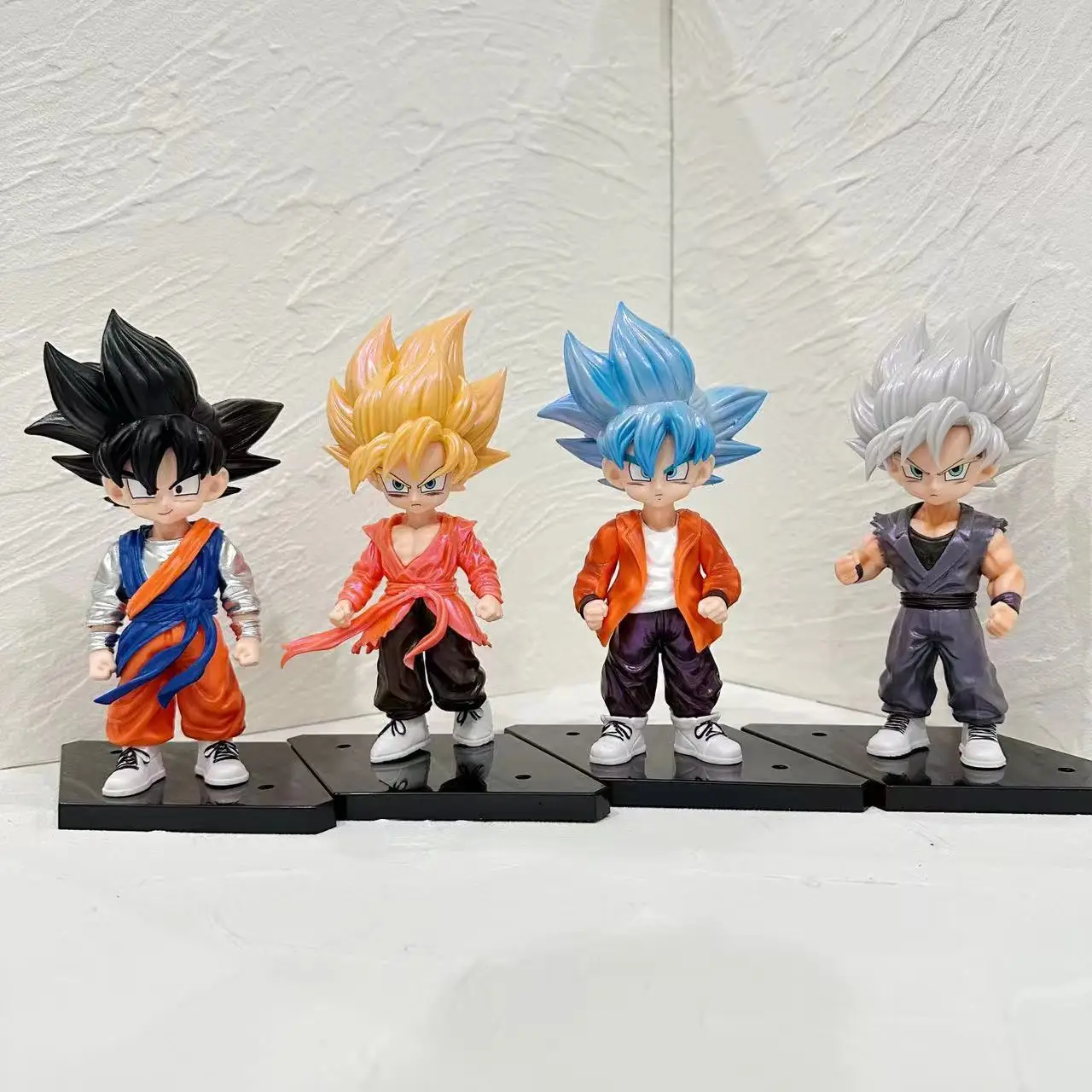 4pcs18cm Dragon Ball Gk Q Edition  Son Goku Blue Hair Super Saiyan Dolls Model Desktop Decoration Kids Christmas Toys Gifts