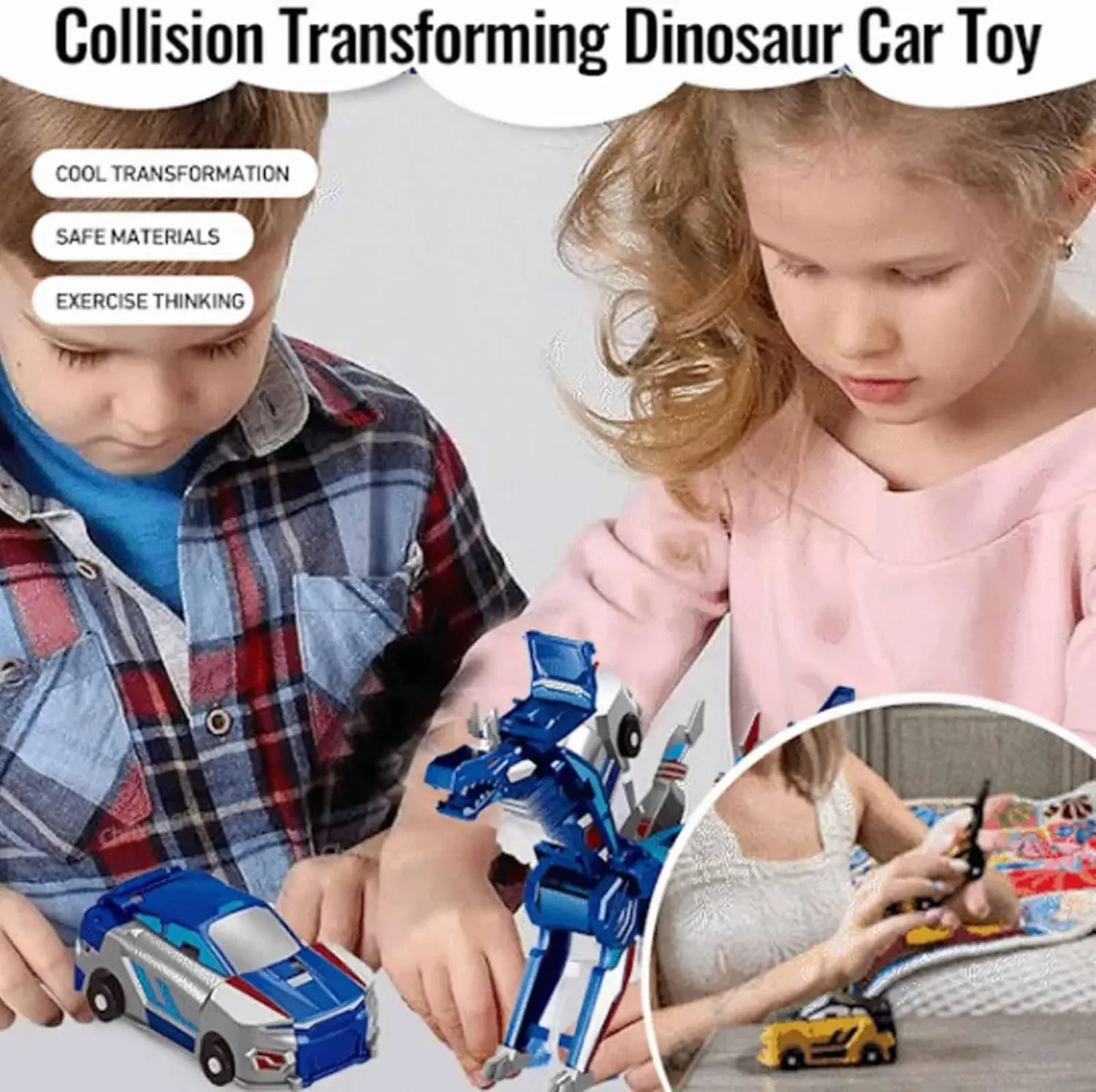 Collision Transforming Dinosaur Car Toy Magnetic Dinosaur Transformer Car Transform into Dinosaurs Fun Transforming Cars
