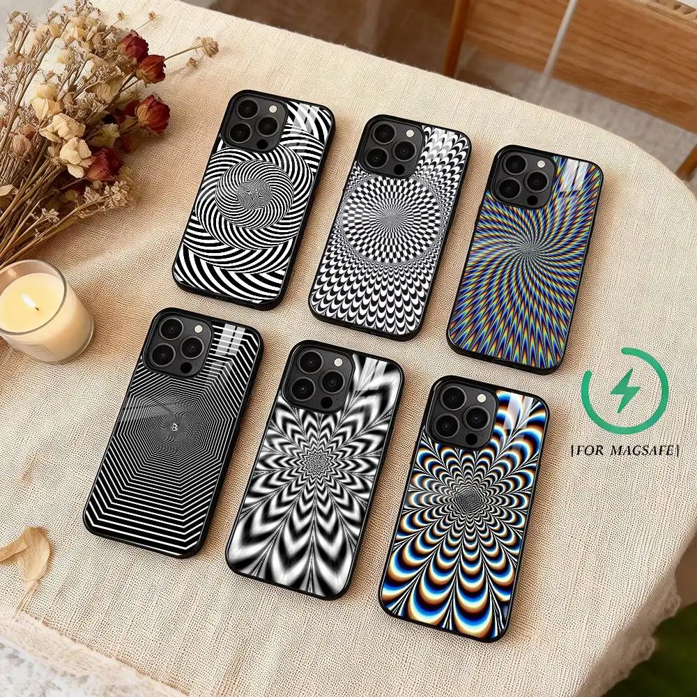 O-Optical Art P-PPI  Phone Case For iPhone 17,16,15,14,13,12,Plus,Pro,Max for Magsafe Magnetic Wireless Charging