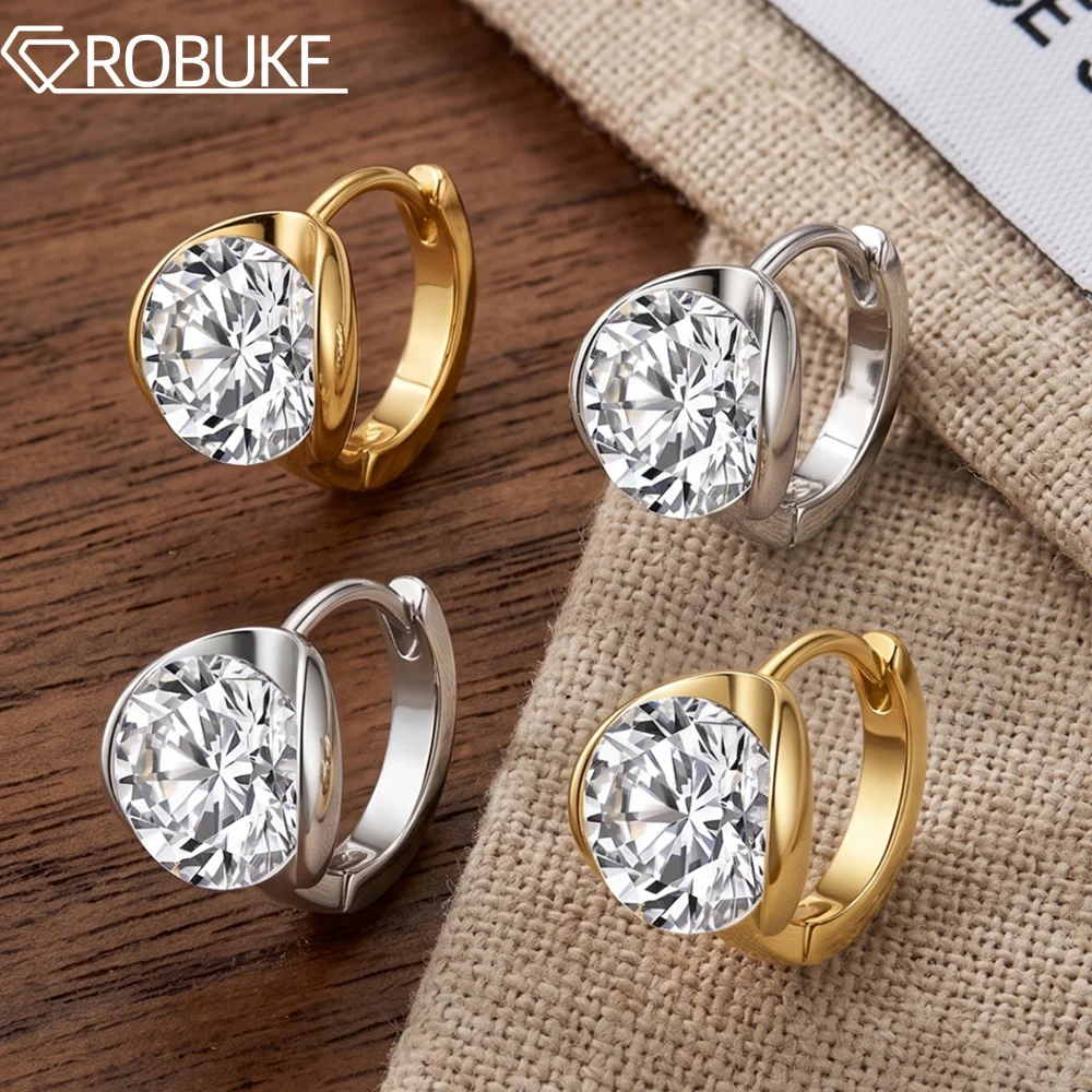 Half Bezel Set Moissanite Hoop Earrings For Women 4cttw/6cttw D Color Lab Diamond S925 Silver Ear Buckles Jewelry GRA Certified