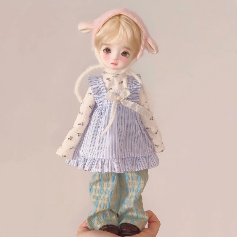 

1/6 кукольный костюм для куклы Bjd 30 см, милые длинные рукава + длинные штаны, игрушки для девочек, платье, игровой домик, аксессуары для кукол, без куклы