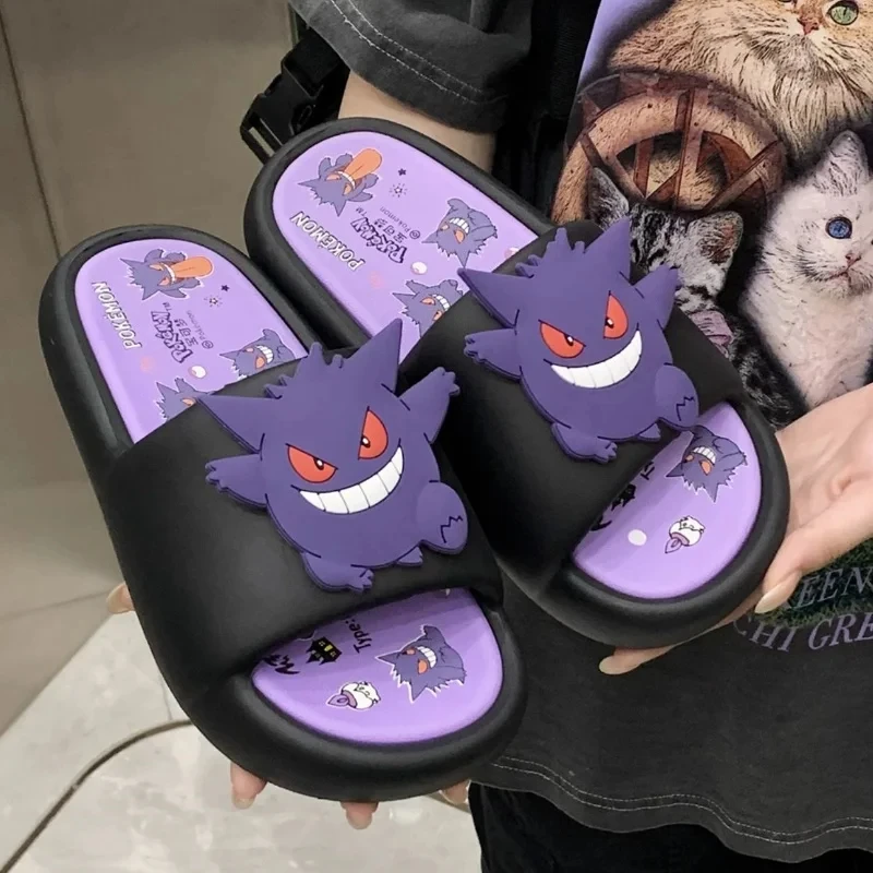 Novo anime pokemon gengar chinelos para homens mulheres na moda e legal internet infravermelho anti deslizamento eva casal chinelo presente periférico