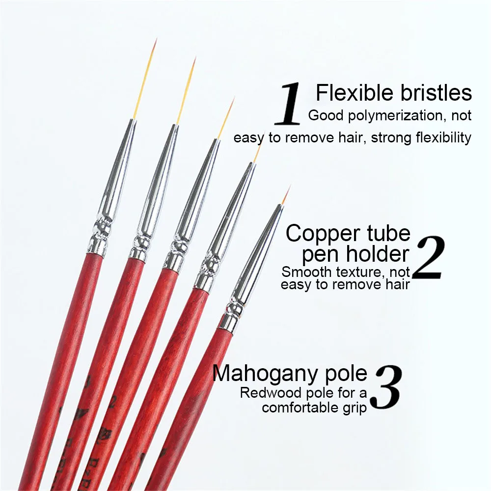 Nail Brushes Redwood Pole Easy To Extend Portable Smooth Nail Tool Nail Pen Multifunction Nail Colored Drawing Line Pen