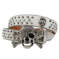Western Rhinestone Belt Skull Belt Ceinture Femme Ceinture Homme Crystal Studded Luxury Pin Buckle Belt Cinto De Strass Jeans