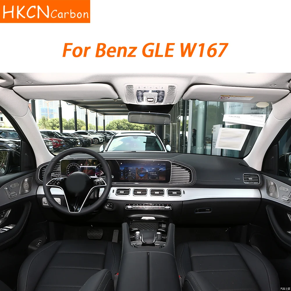 

For Benz GLE W167 2019—2024 Carbon Fiber Car Accessories Headlight Center Console Cup Holder Trim Sticker Interior Modification