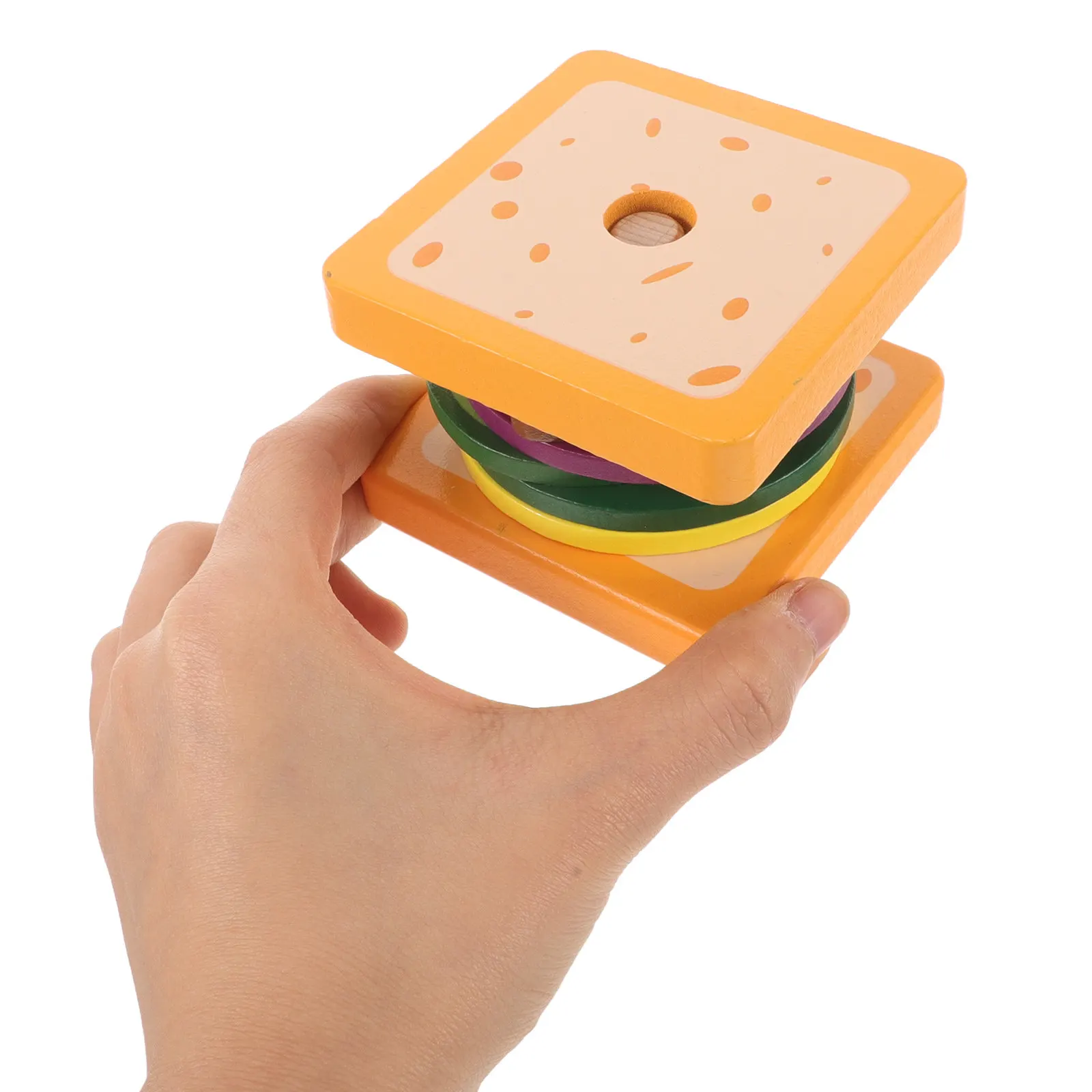 Kids Kitchen Playset Sandwich Stacking Pretend Play Cooking Set Wooden Food Fine Motor Skills Development for Toddlers Boys