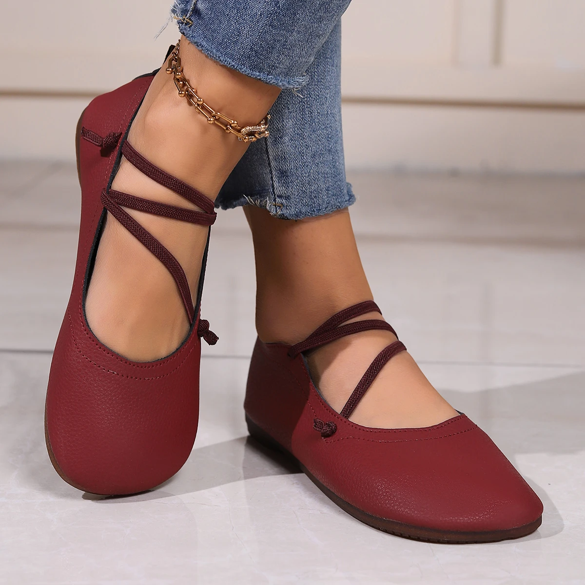 Shoes Woman Trend Summer New Women Mary Jane Shoes Soft Casual Outdoor Dress Flat Ballet Shoes Round Toe Shallow Slip on Flats