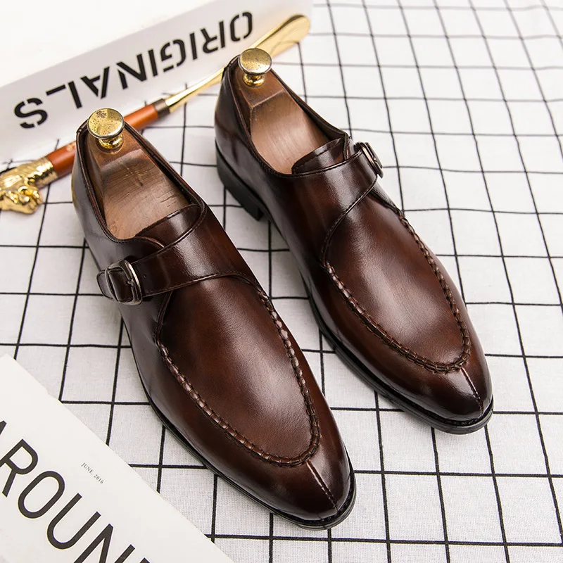 

Men's leather shoes, British-style business casual shoes, fashionable dress shoes, retro formal leather shoes