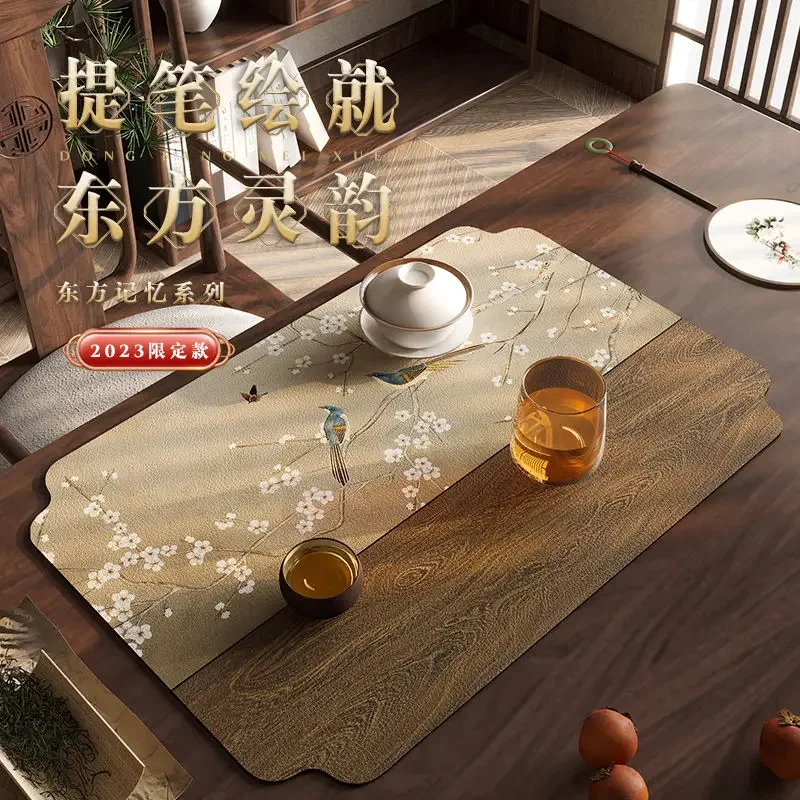 Imagem -03 - Almofada de Chá Chinesa Zen Almofada de Chá de Couro Premium Retro Placemat Impermeável Anti-queimadura Anti-óleo Anti-lavagem Almofada de Chá