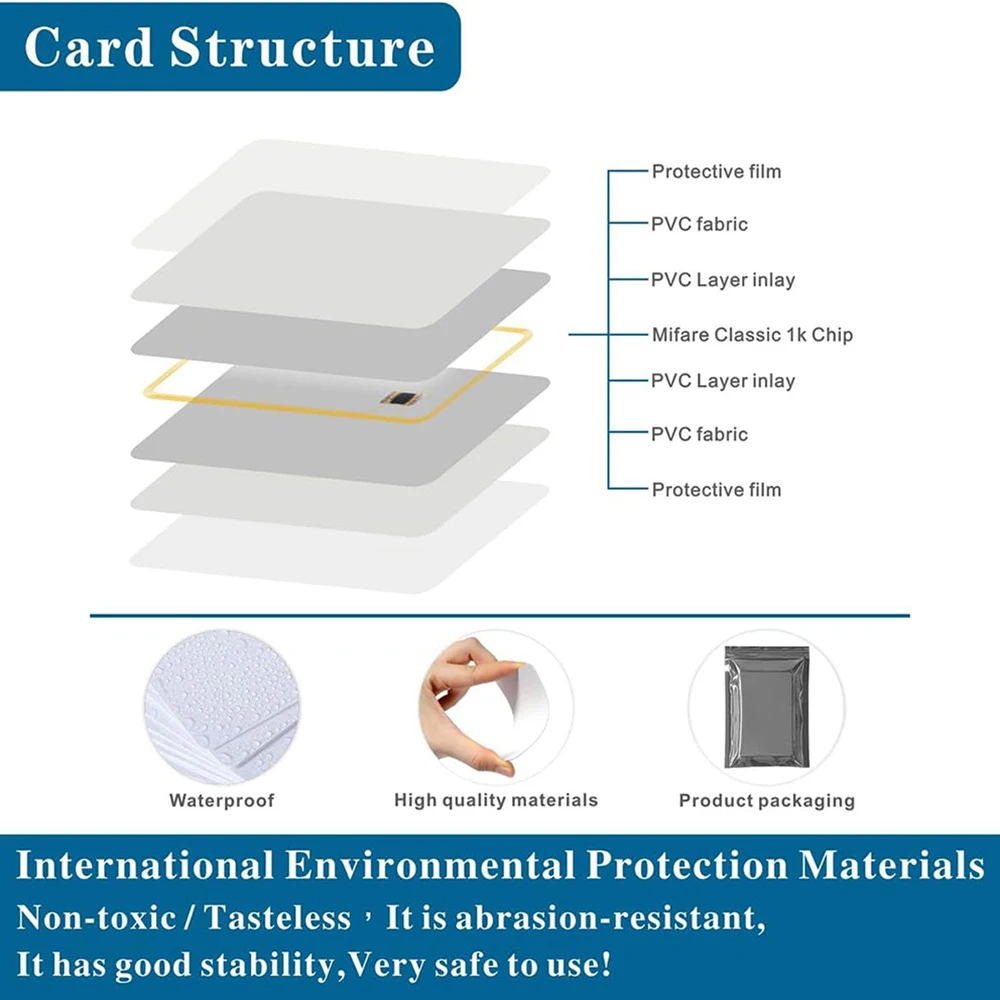 بطاقة RFID HF 13.56 ميجا هرتز IC Mifare 1K، تستخدم للتحكم في الوصول وعلامات قفل الخزانة، متوافقة مع جهاز بروتوكول 14443 للقراءة #3