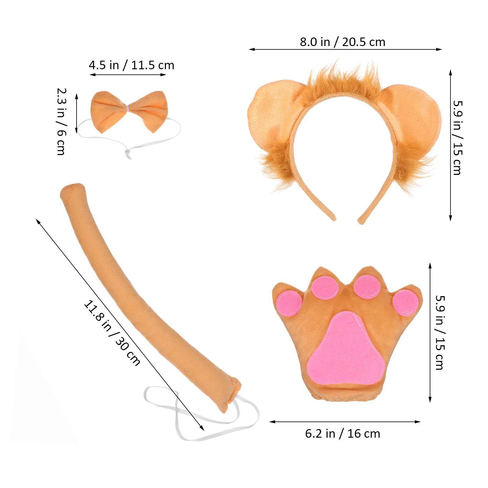 1Set Animal Cosplay Prop Set Includes Lion Ears Headband Tail Accessory Comfortable Fit for Women Girls Holiday Dress Up Games