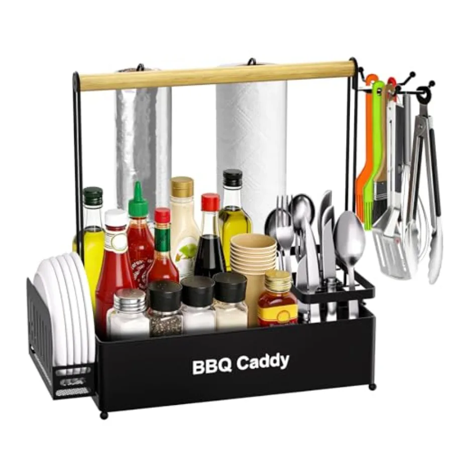 

Органайзер для гриля Grill Caddy с 2 держателями для бумажных полотенец, органайзер для приправ и посуды для пикника и приготовления на открытом воздухе