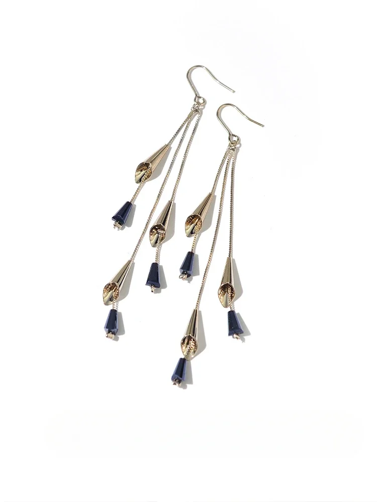 Long fringed earrings femininity sophisticated earrings