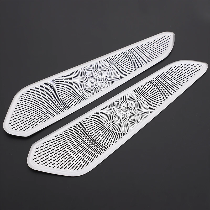 2 قطعة الفولاذ المقاوم للصدأ الفضة لبورشه ماكان 2014 + وحدة التحكم المركزية للسيارة ملصقات مصبغة الزخرفية على كلا الجانبين اكسسوارات السيارات