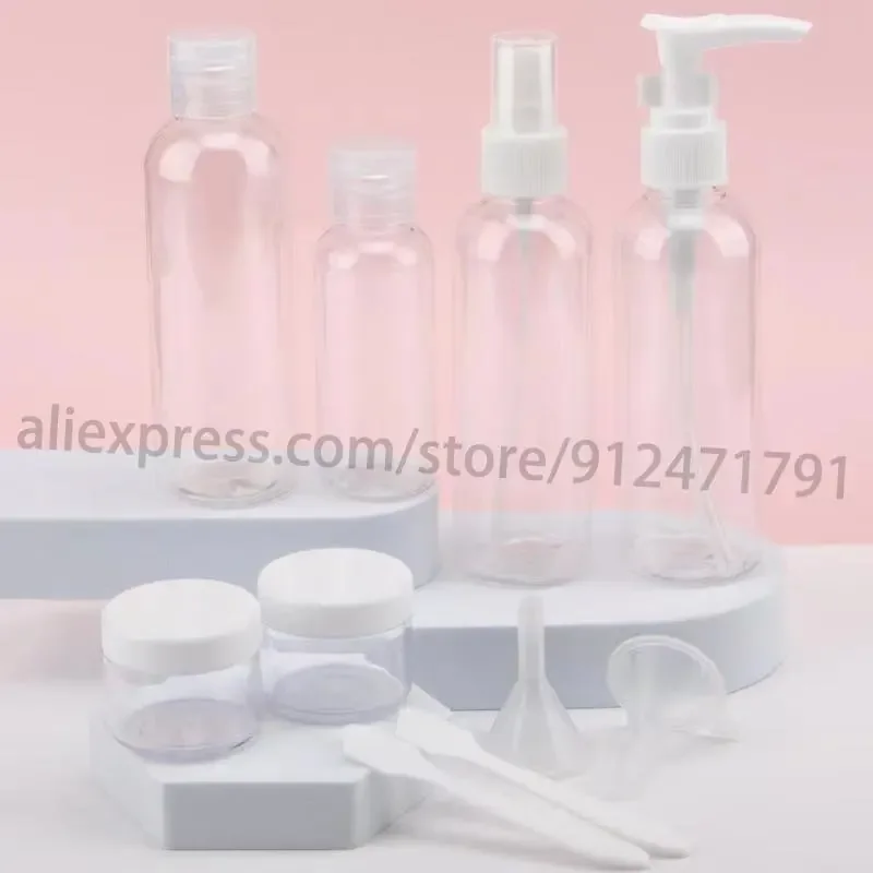 

10pcs Perfume Bottle Set Travel Refillable Spray Lotion Shampoo Shower Empty Liquid Gel Tube Bottling Container Portable Tool