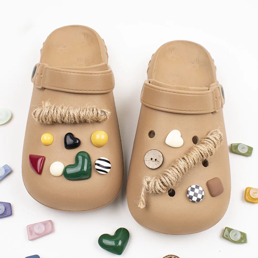 Retro Geometric Patterns Hole Shoe Charms Decorations Shoe Buckle Colored DIY Shoes Flower Accessories
