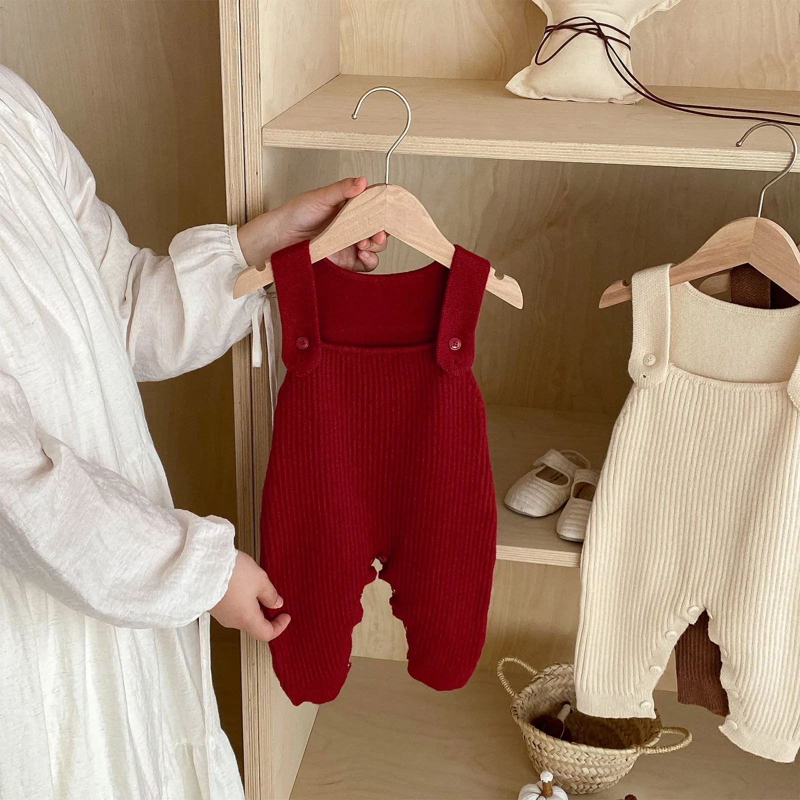 

Toddler Baby Fall Winter Sweater Romper Sleeveless Solid Color Knitted Overalls Jumpsuit Infant Girls Boys Clothing Casual Wear