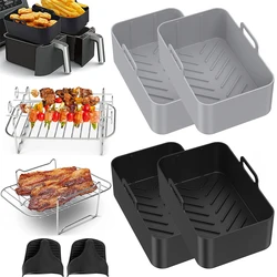 Air Fryer Accessories Set Air Fryer Silicone Basket Oven Baking Tray Silicone Pot Liner Steamer Roasting Rack for Ninja Philips