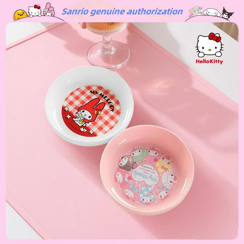 

2025 Sanrio Plate Mymelody Kawayi Cartoon Disc Small Item Storage Plate Snack Fruit Plate Children's Meal Plate