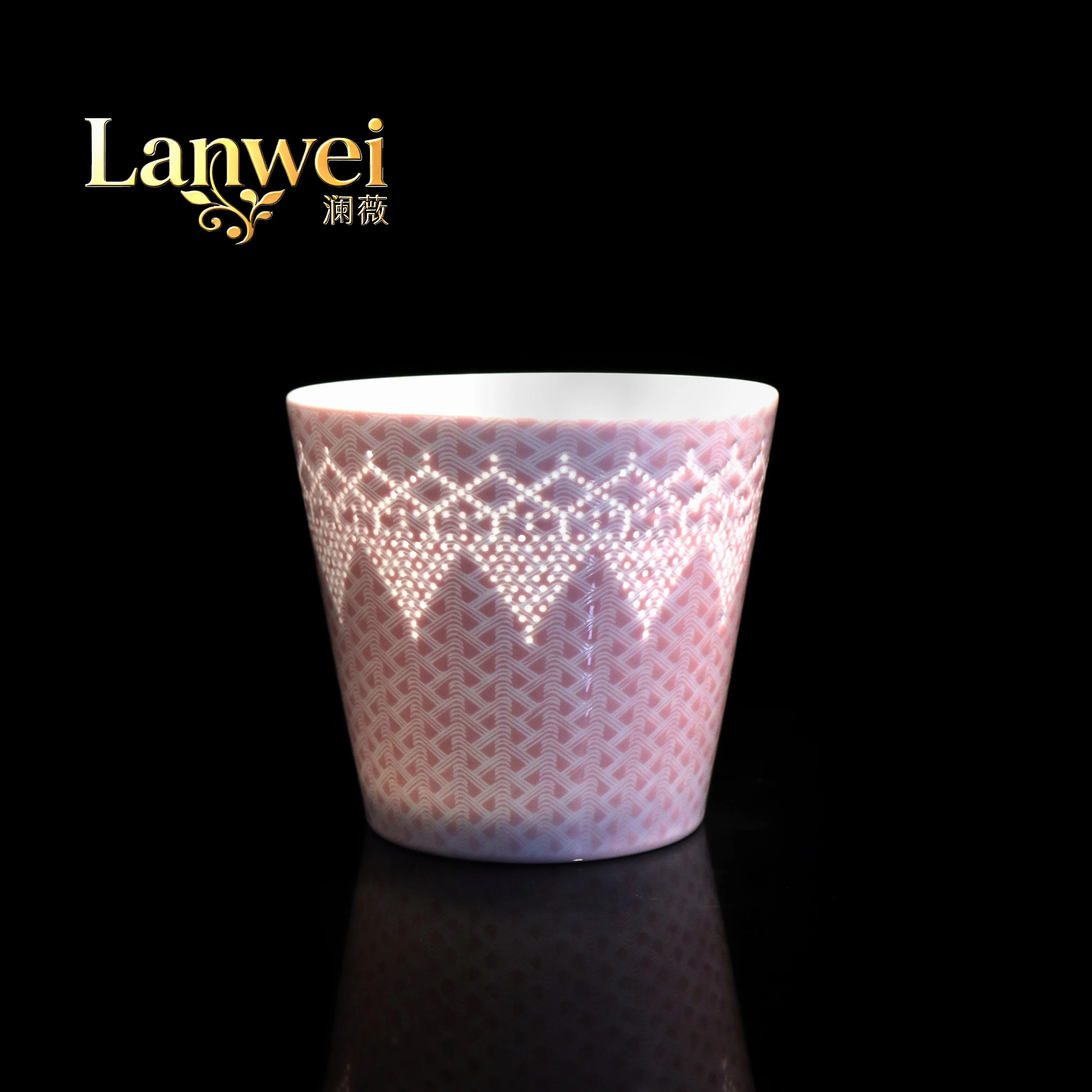 W9xH8cm 230ml Jingdezhen Handmade Exquisite Delicate Porcelain Pink Coffee Cup Gift Box Fashion Perfect Birthday Gift for Women