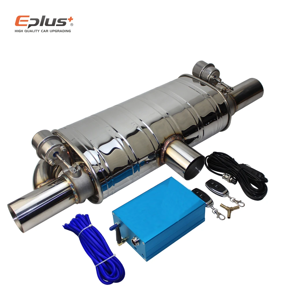 Universal Stainless Steel T Shape One In Two Out Car Exhaust System Vacuum Valve Mufflers Remote Control Variable Exhaus