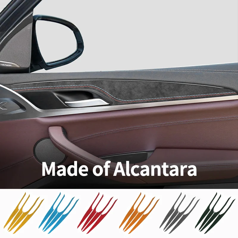 لسيارات BMW X3 G01 G08 X4 G02 مقبض الباب الداخلي إطار الكسوة الزخرفية ملصق مصنوع من الكانتارا اكسسوارات ضبط السيارات الداخلية 4 قطعة #1