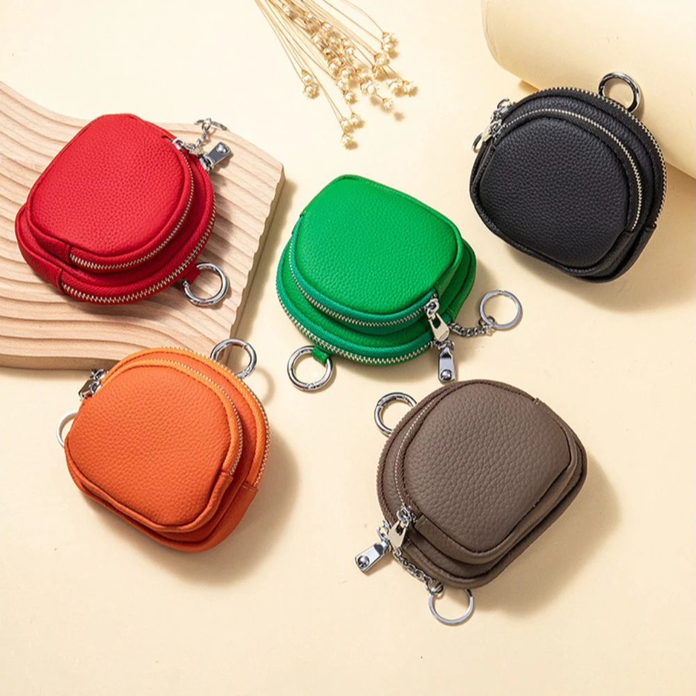 

New Women Wallet Genuine Leather Zipper Purse Cute Mini Short Card Holder Coin Key Storage Bag Fashion Small Wallet for Women