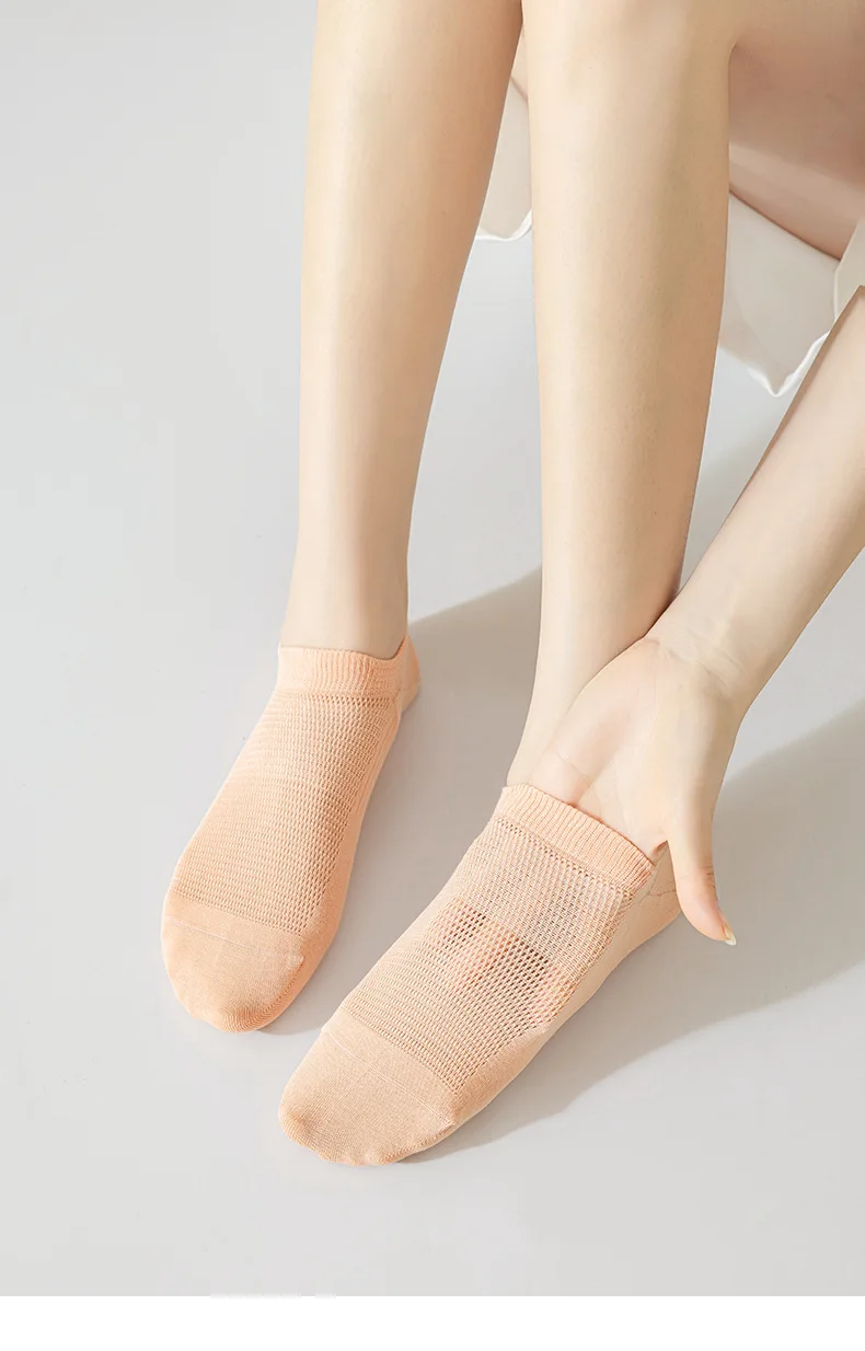 6 Paar Damen-Baumwollsocken, Bootssocken, flach, unsichtbar, kurze Socken, ohne Knochen, Naht, rutschfest, ohne Absatz, einfarbig – Detail 17