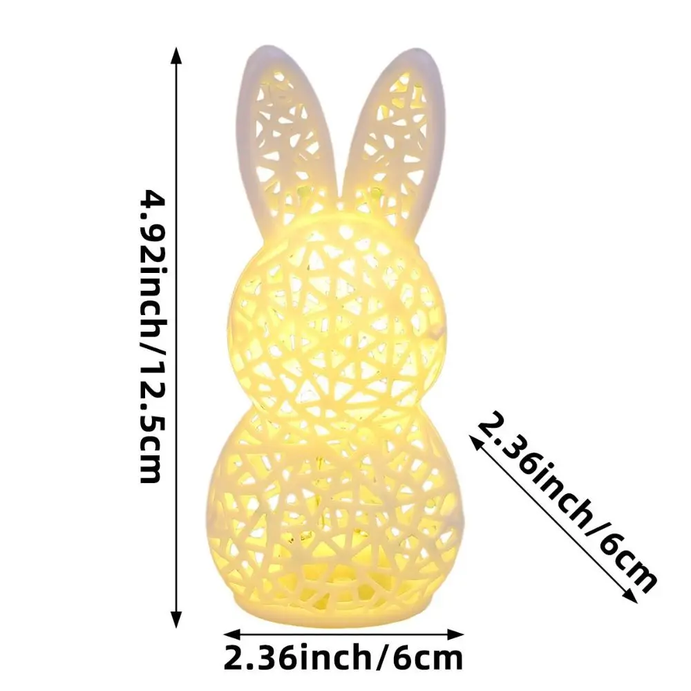 3D Printed Rabbit Lamp Festive Atmosphere Hollow Design 3D Printed LED Table Decoration Easter Ornament Set Nursery Room