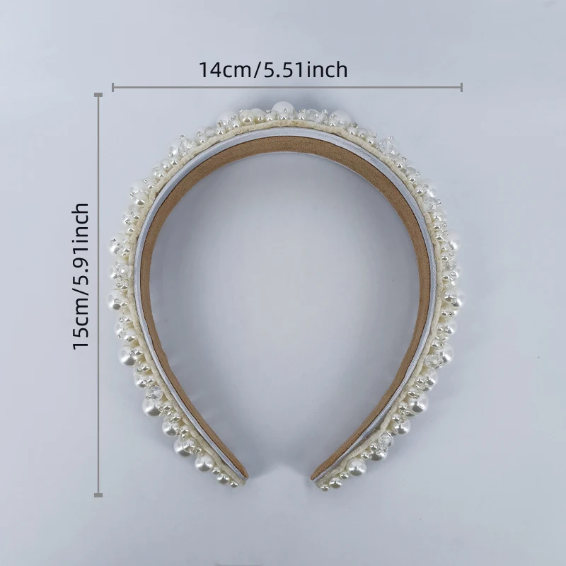 1,18 Zoll Kunstperle Kristall Stoff Kunststoff Stirnband Exquisites Haarschmuck Porm Party Kopf Dress Up – Detail 1