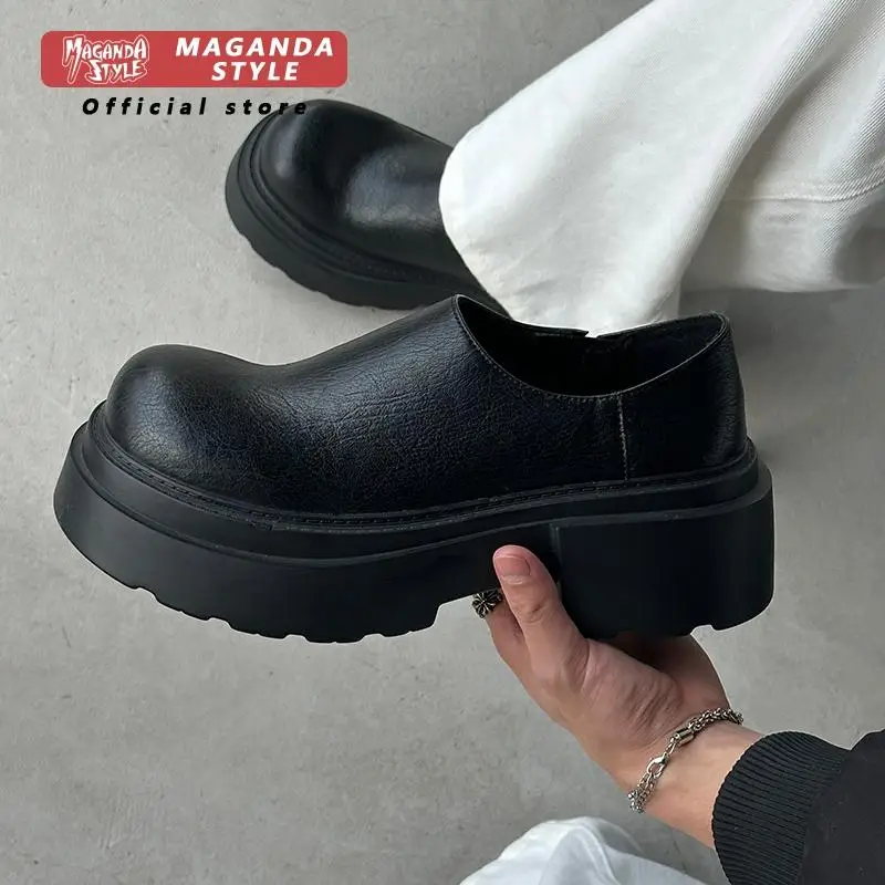 

Original height increase 7CM loafers leather shoes men's casual black Slip in derby simple work commuting formal dress shoes