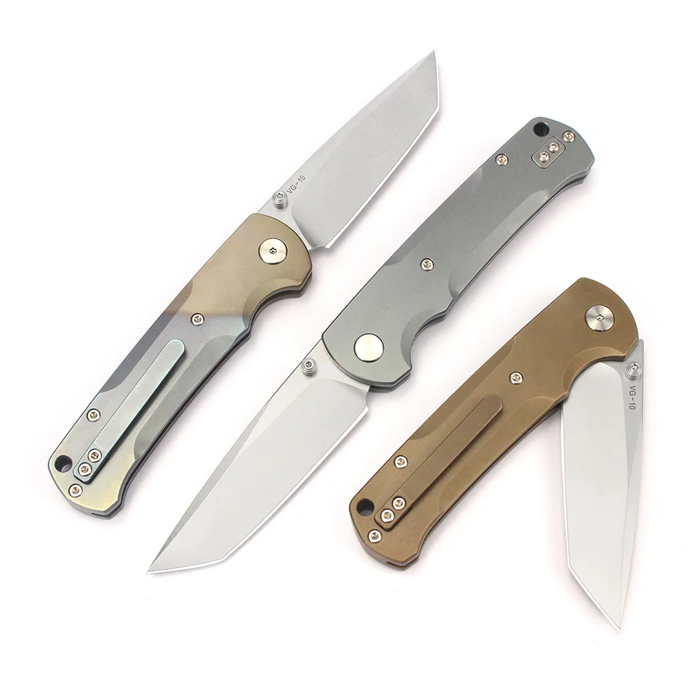 Original titanium alloy handle, VG10 blade material, high hardness folding knife, outdoor multi-functional folding knife, portable camping knife