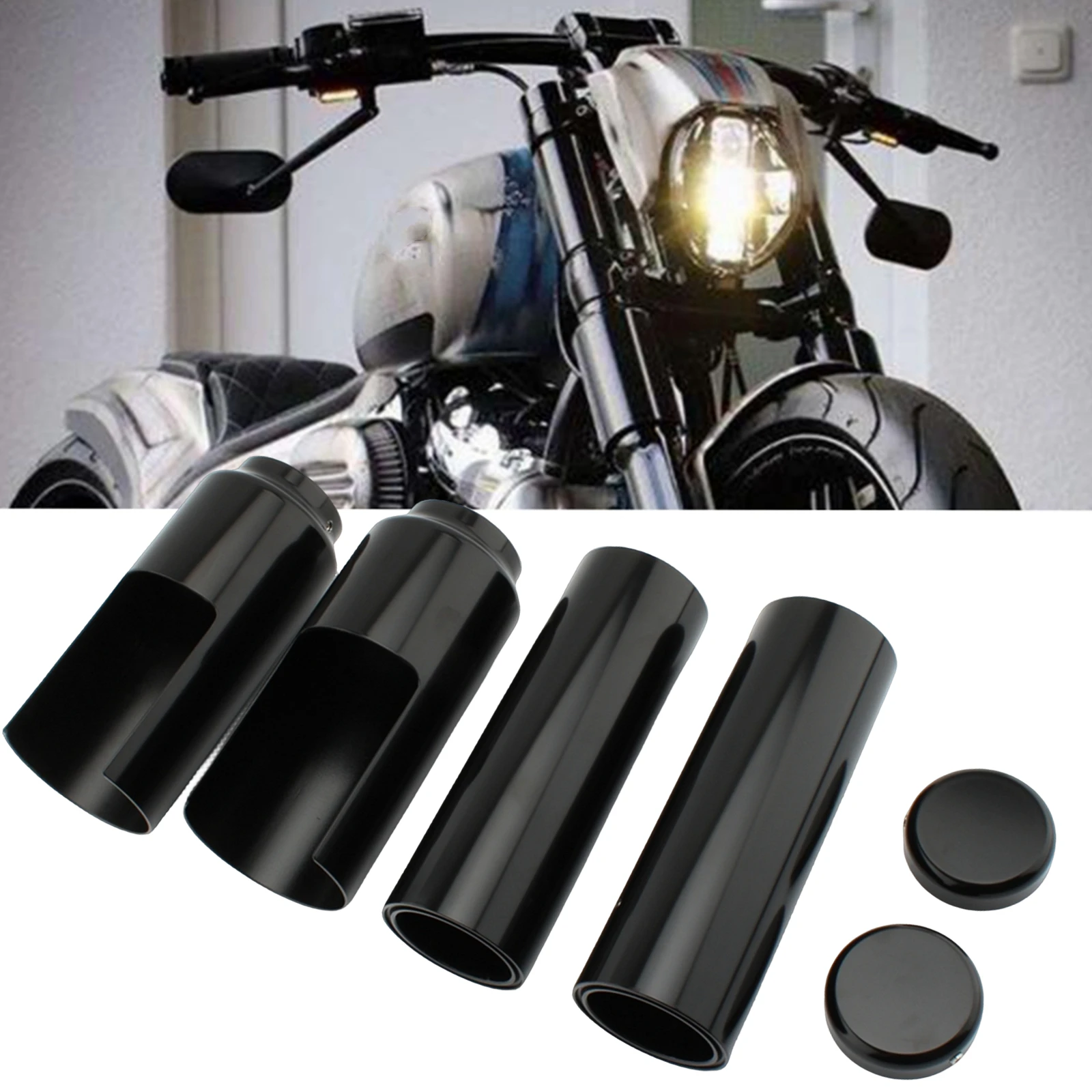 Motorcycle Front Tube Fork Absorber Slider Gaiter Cover Kit For Harley Davidson Dyna 2006-2017