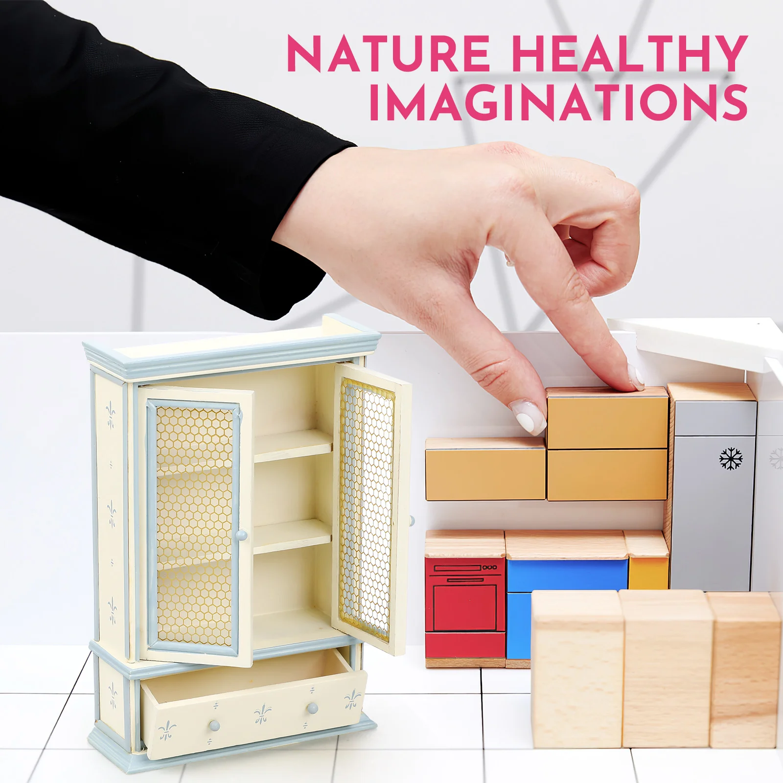 Dollhouse Bookshelf Cabinet Model Miniature Furniture Lockers Decors for Toy Props Small