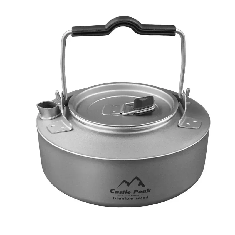 800ml Titanium Tea Pot Kettle Lightweight Camping Tea Kettle Coffee Pot for Home Kitchen and Outdoor Travelling