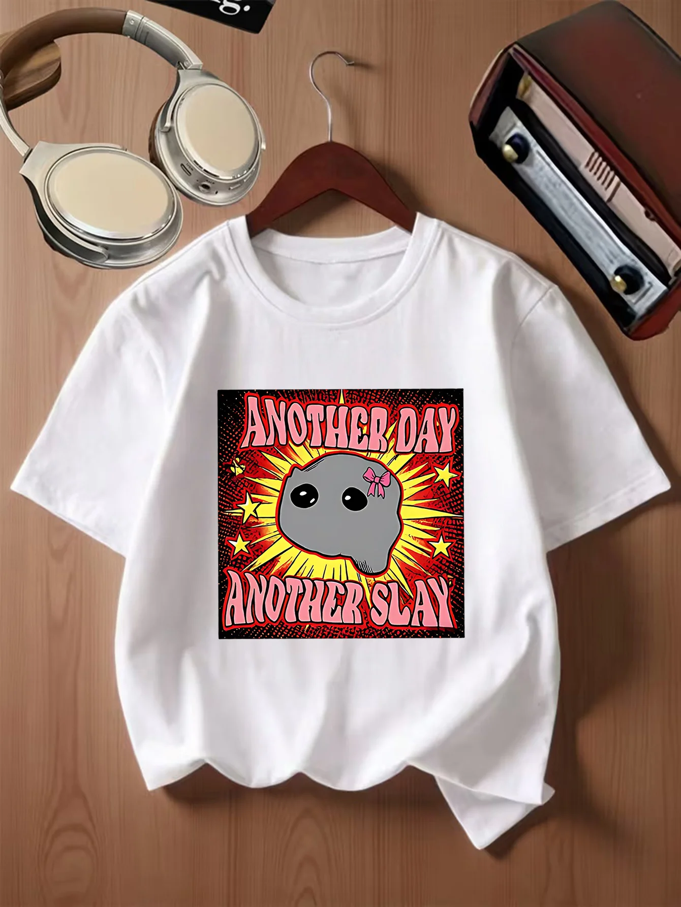 Retro Another Day Another Slay Letter Print Kids T Shirt Boys Girls Family Matching Parent Child Summer Crew Neck Casual Tee