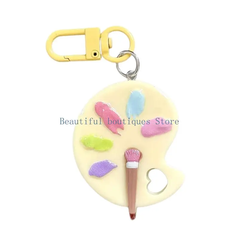 U4LF Resin Keychain Candy Tone Paint Palette Pendant Keyring For Artists And Students