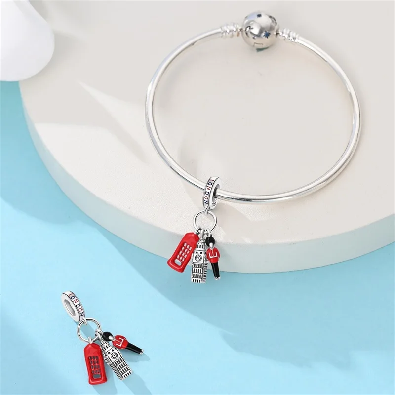 S925 Airplane World Map Globe Vintage Suitcase Passport Plane Landmark Charms Beads Travel Jewelry DIY Component Fit Bracelet