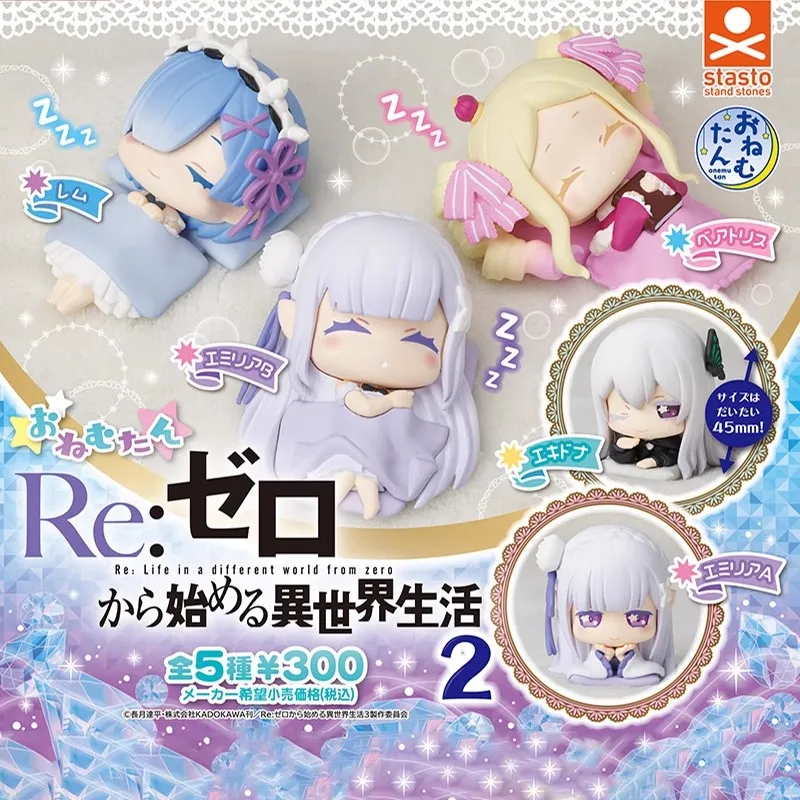 Stasto Original 5 uds Gashapon Re: Life a Different World from Zero レjuguetes para niños regalo adornos de modelos coleccionables