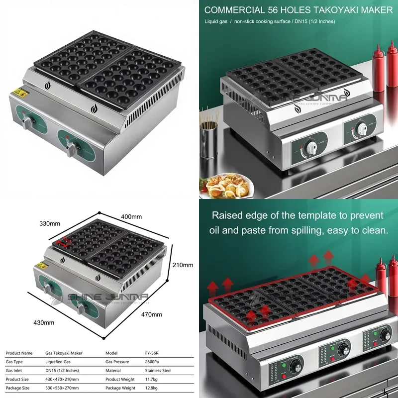 

Factory Price Stainless Steel Mesin Giant Takoyaki Maker Machine Octopus Ball Groll Commercial Takoyaki Machine