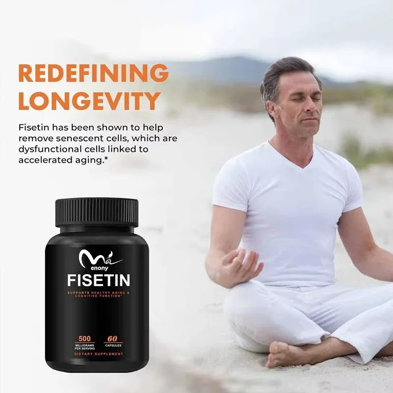 

Fisetin 500 мг -98% чистая добавка Fisetin - содержит лютеину, запроцитина) без GMO 60 вегетарианских капсул Fisetin