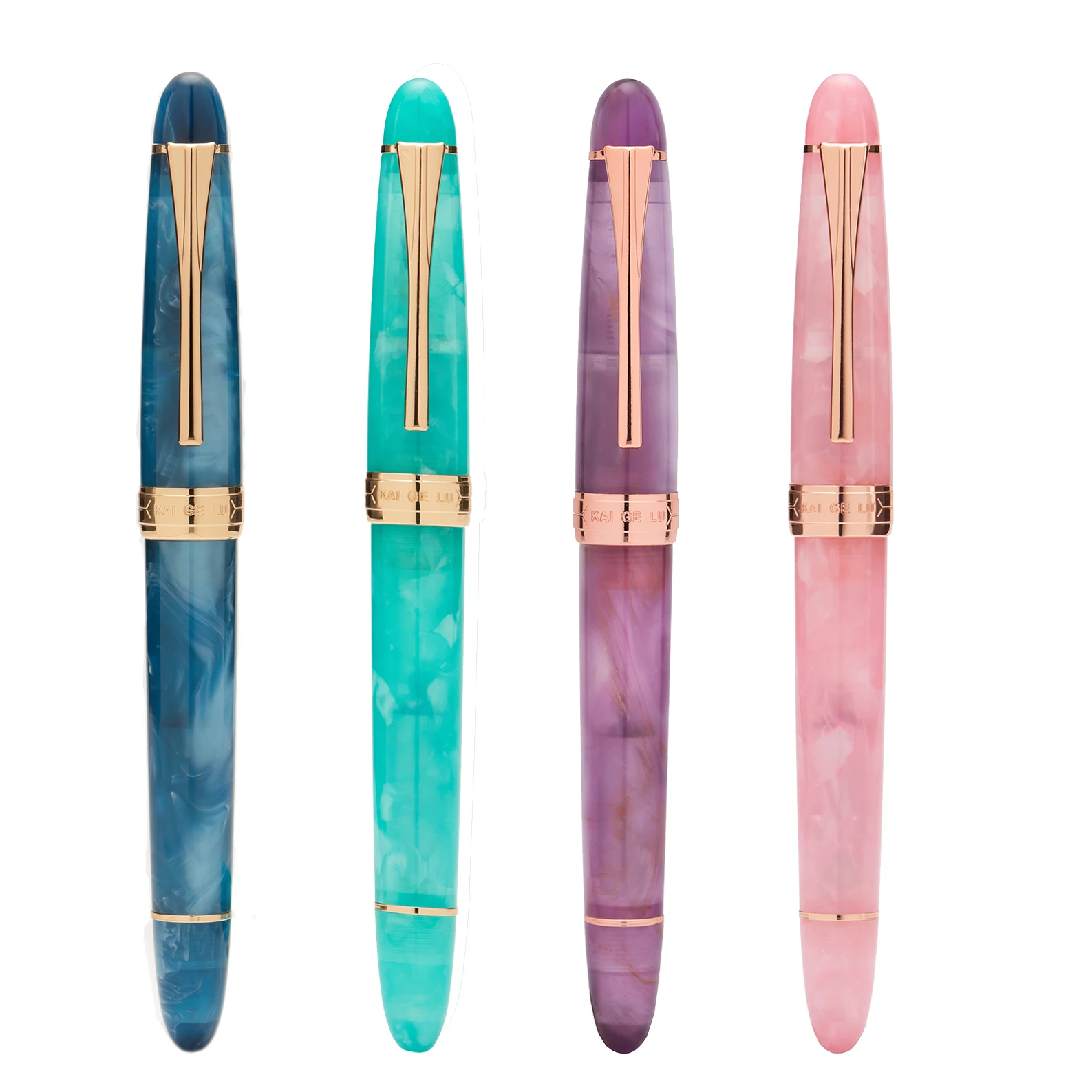 

Kaigelu 356 Resin Fountain Pen with Golden Clip EF/F/M Nib Beautiful 4 Colours Writing Gift Ink Pen for Office Business Home