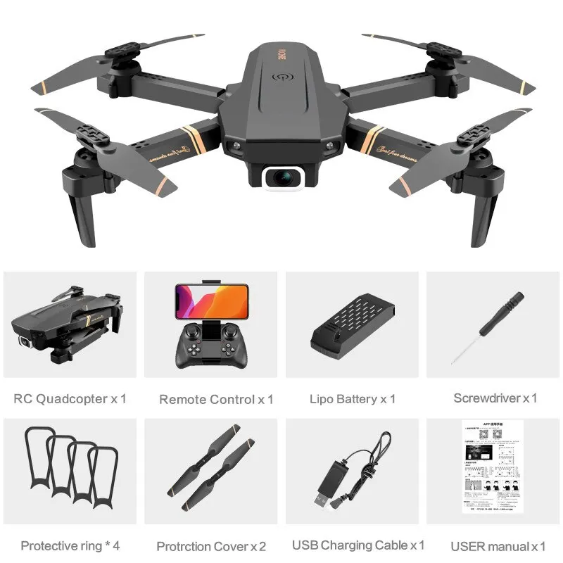 V4 Rc Drone 4K Hd Groothoekcamera 1080P Wifi Fpv Drone Dual Camera Quadcopter Real-Time Transmissie Helikopter Dron Cadeau Speelgoed