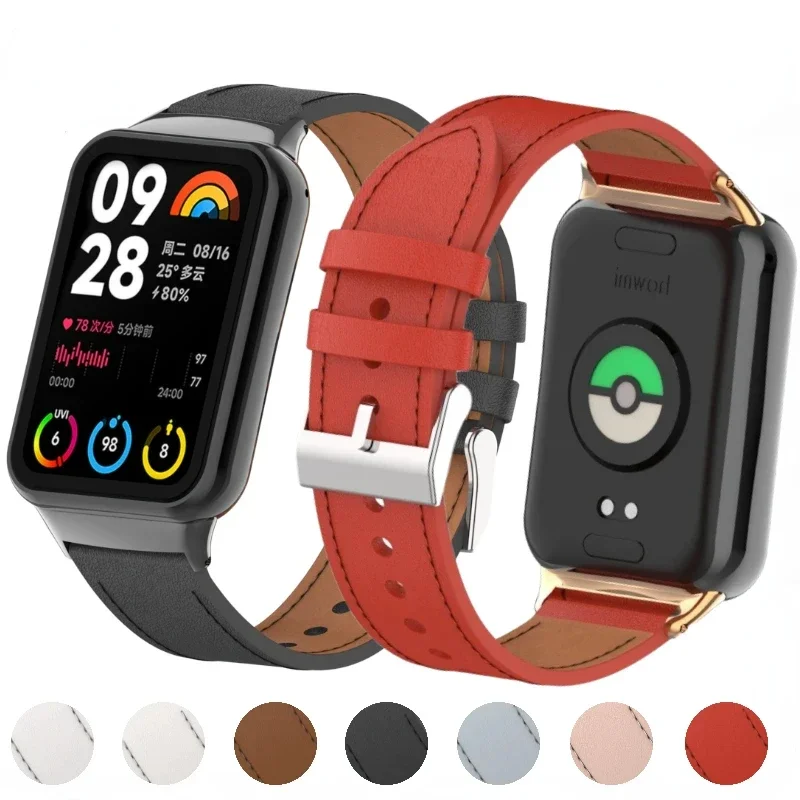

Кожаный ремешок для умных часов Xiaomi Mi Band 8 9 Pro, браслет, ремешок для часов, аксессуар для Redmi Watch 4, металлический сменный ремень Correa